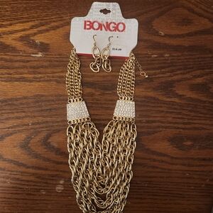 Bongo Gold Chain Necklace and Earring Set